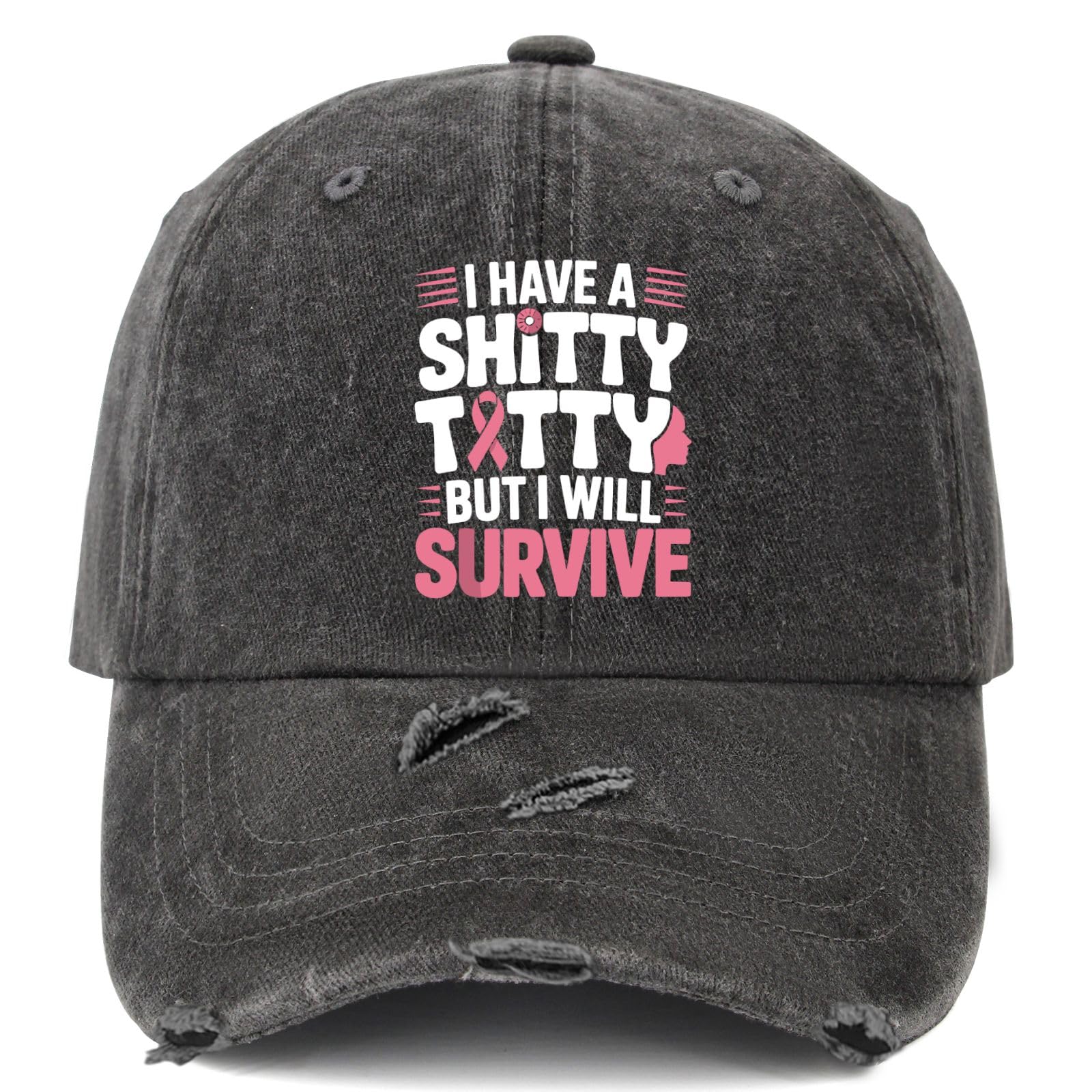 YFKFYTG I Have a Shitty Titty but I'll Survive Hat for Men Funny Dad Hat Gifts for Men, Allblack, One size