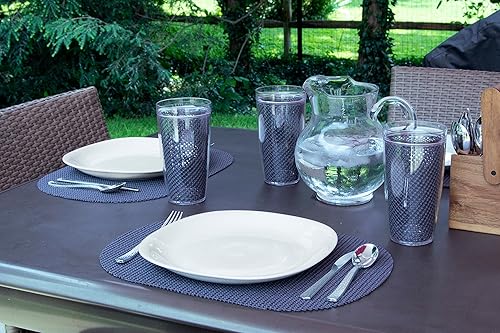 Miniatura 2 de Kraftware Fishnet - Mantel individual ovalado para mesa redonda, perla ennegrecida, juego de 6