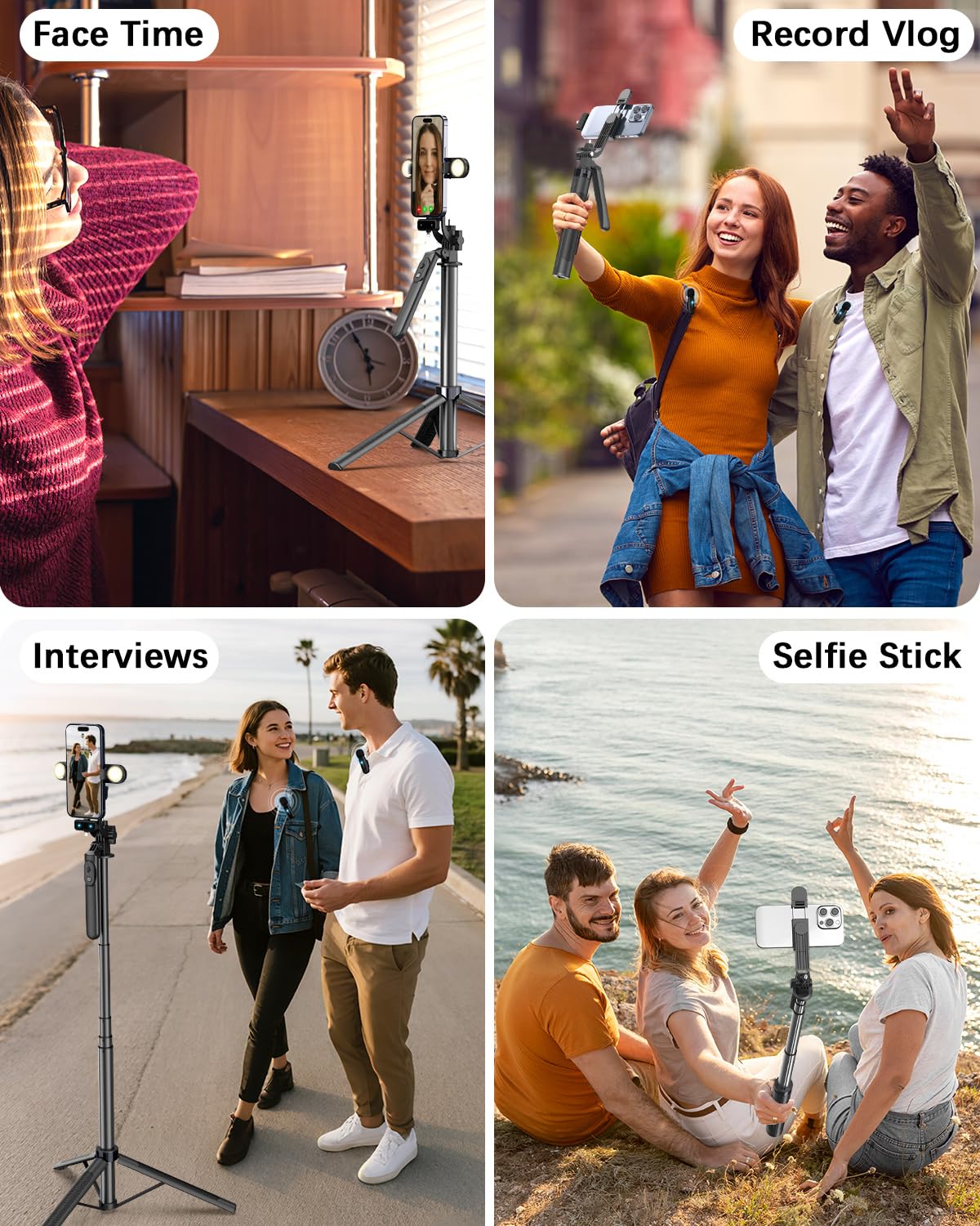 Yeaki Vlogging Kit für iPhone/Android, 180,3 cm Selfie-Stick-Stativ für iPhone mit Licht, kabelloser Fernbedienung und Mikrofon, verstellbares Telefonstativ für TikTok/YouTube Starter Content Creator