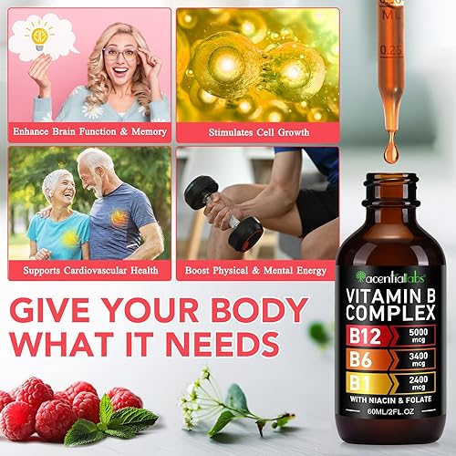 Miniatura 9 de Complejo orgánico de vitamina B, vitaminas del complejo B para mujeres, líquido complejo de vitamina B, vitamina B12 metilcobalamina, vitamina B6,