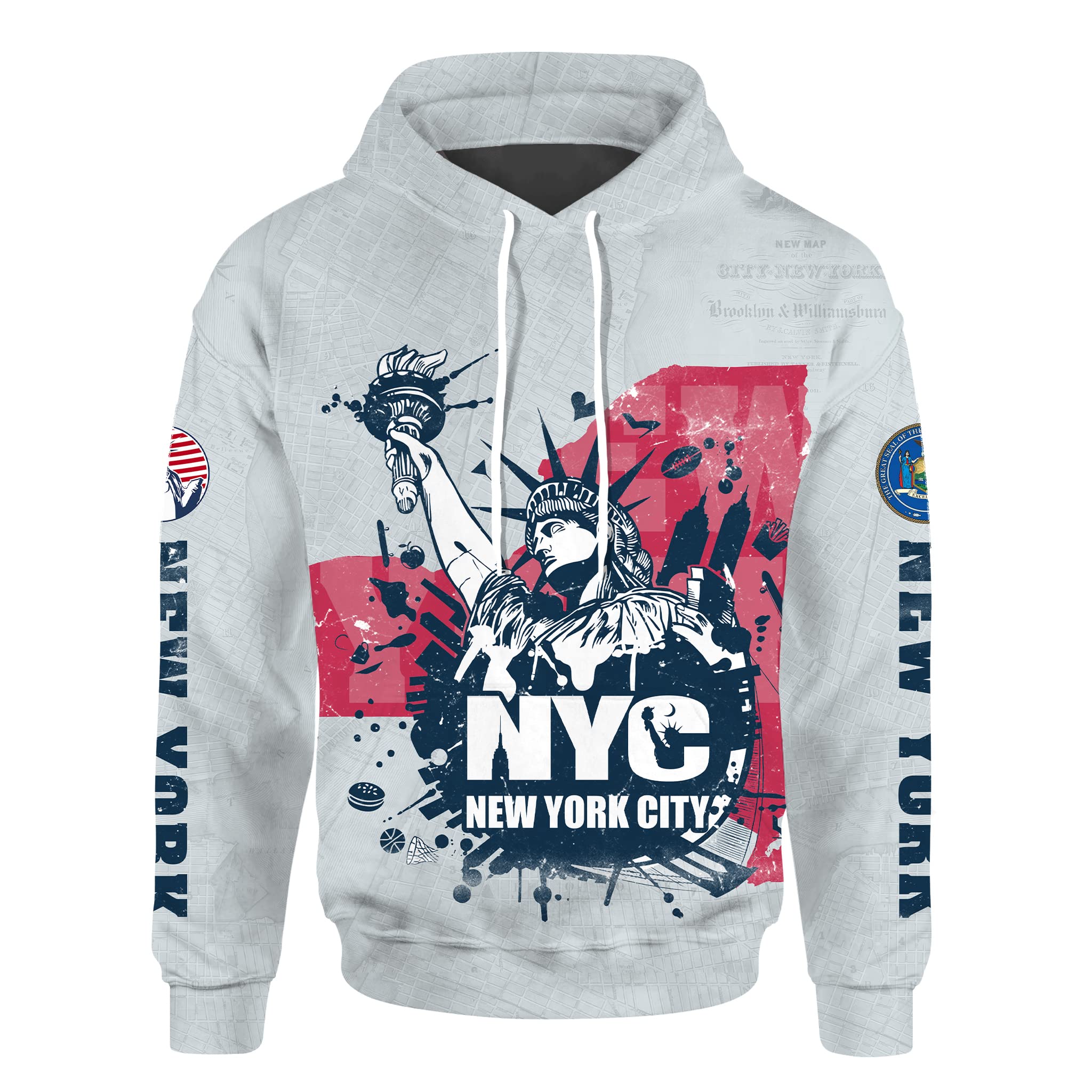 NLZI Unisex 3d printed American USA States Hoodie Pullover Sweatshirts Hoodies