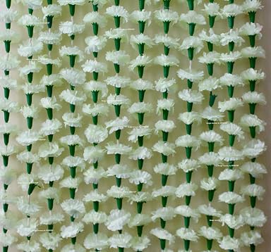 SPHINX Re-usable Traditional Artificial marigold flowers fabric garlands for Festive Pooja Wedding Housewarming Diwali Decorations (Approx 5.5 ft) - (Off-white/Greenish (36FG), 6)