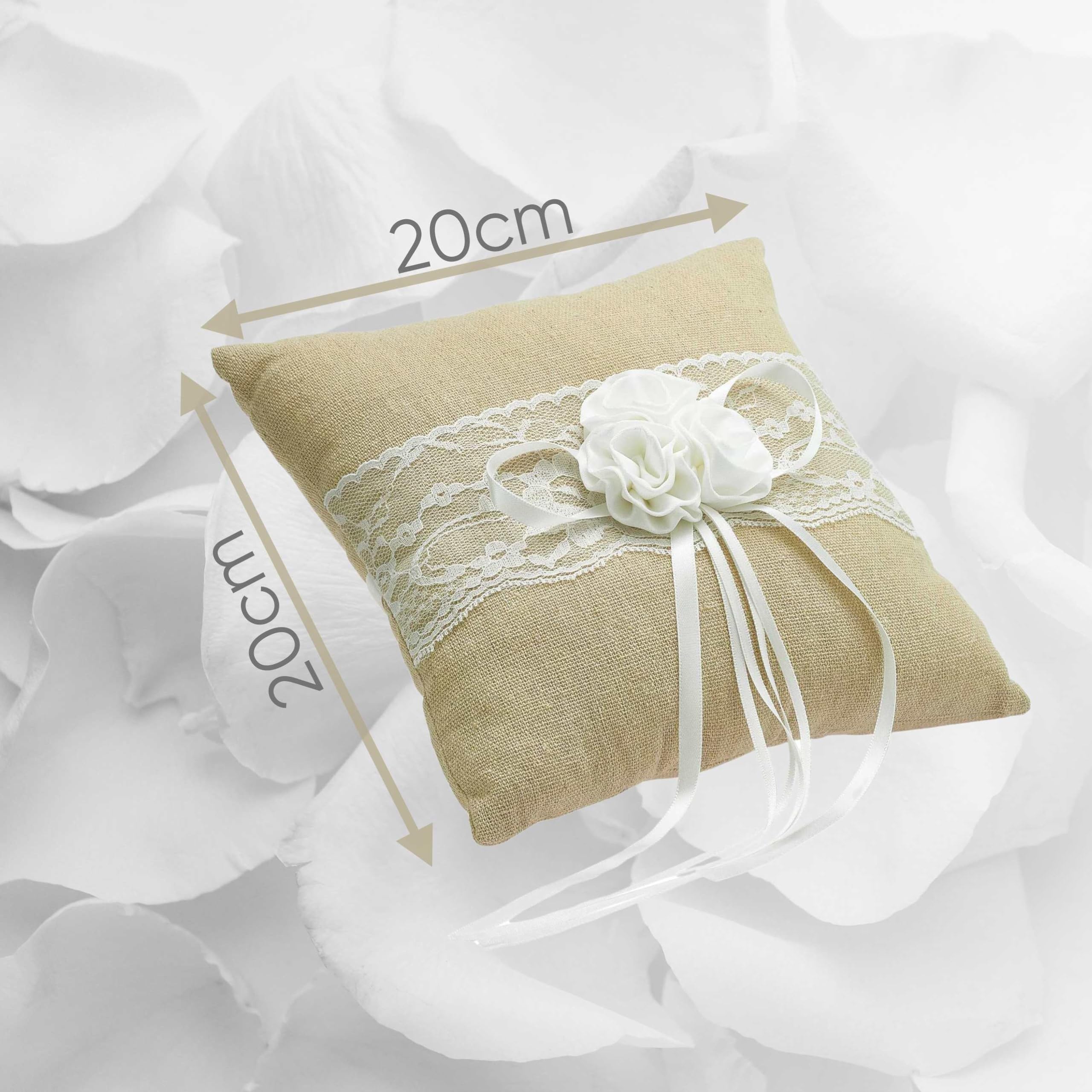 Porta Anillos Boda Almohadita Para Anillos De Boda - Blanco, 15x15 Cm, Con  Flor De Satén Y Lazos Elegantes Porta Alianzas Boda, image size:2560x2560