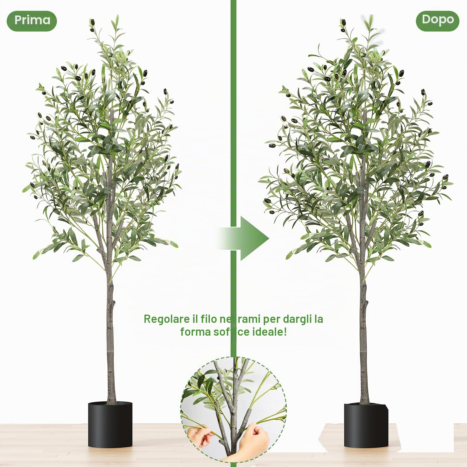 Alyvisun 150cm Olivo Pianta Artificiale, Piante Finte da Interno con Foglie D'olivo Realistiche e Base Inferiore Ispessita con Peso in Cemento, Olivo Artificiale Grandi for Living Room Bedroom Office