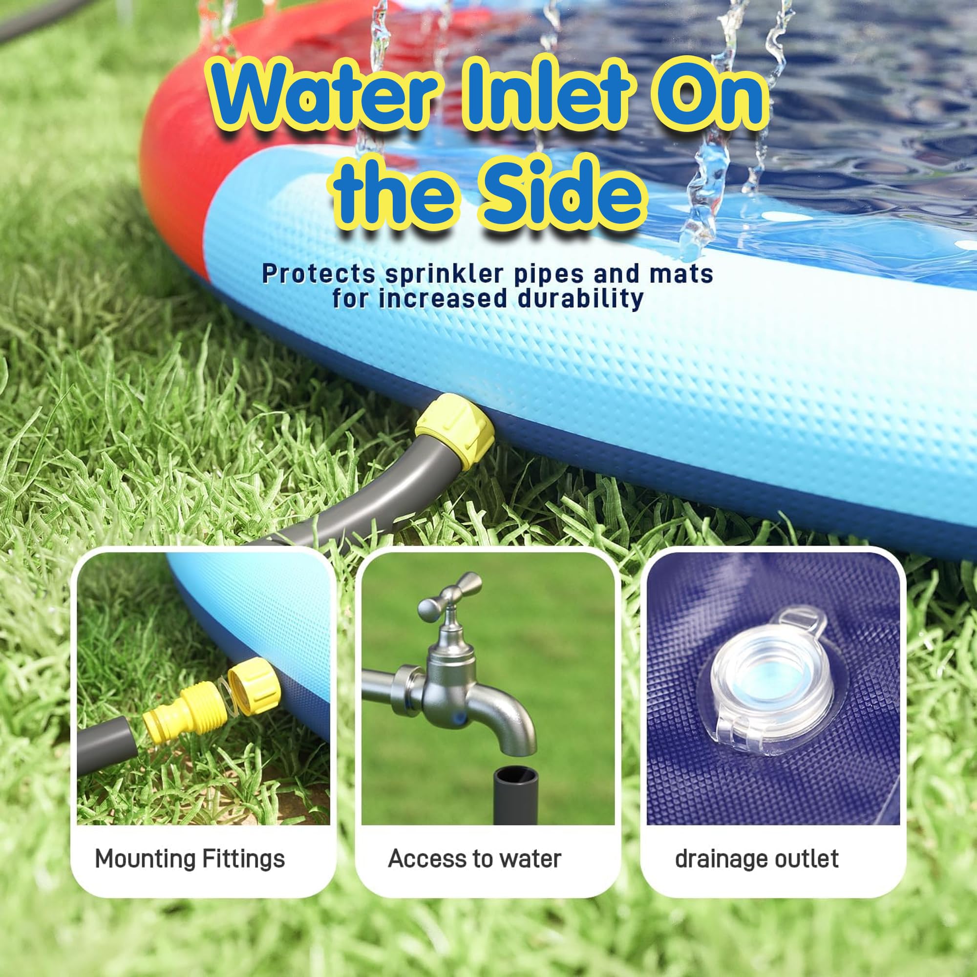 Kidology Splash Pad for Kids | Outdoor Water Sprinkler Play Mat for Toddlers & Children | BPA-Free Thick PVC Tube Baby Pool Spray Mat | Backyard Summer Fun Water Toy 150Cm 2