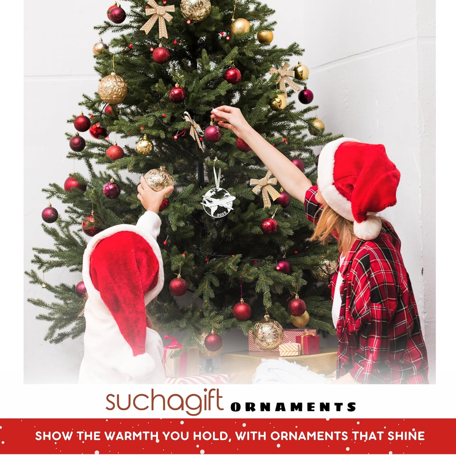 Airplane Ornament - Pilot Gifts for Men - Airplane Ornaments for Christmas Tree, Plane Aviation Ornaments - Travel Gifts for Travelers, Airplane Lovers, Flight Attendant - Acrylic Ornament