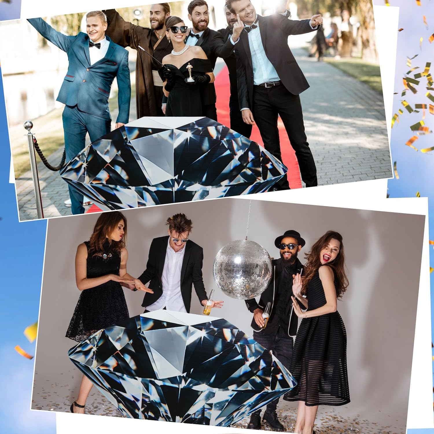 Thyle 5.3 ft Giant Diamond Prop Denim and Diamonds Party Decoration Diamond Cardboard Cutout Life-Size Sparkling Nights Party Decor Crystal Backdrop Photo Props Standup for Wedding Prom Dance Decor