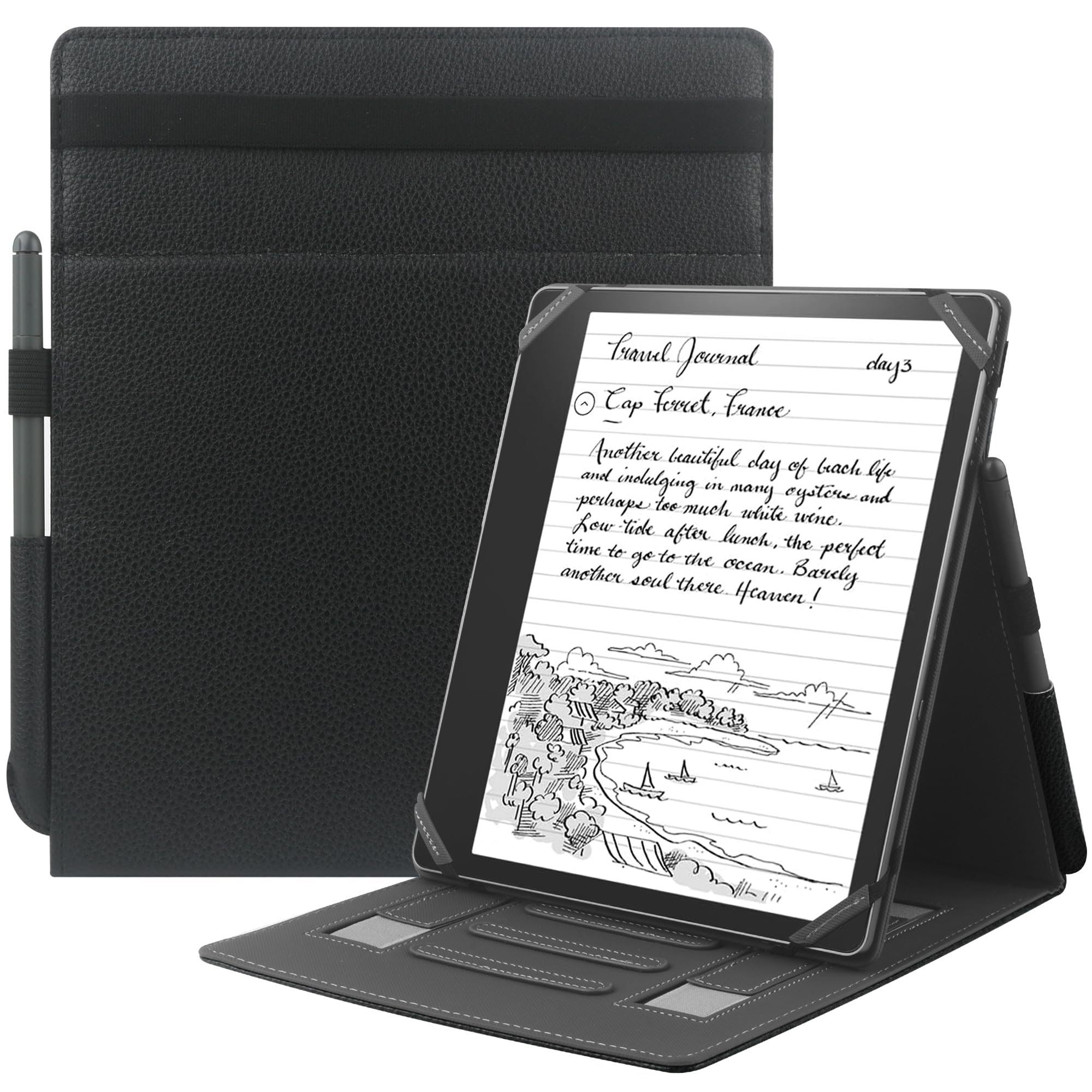Custodia universale per eReader 10.2 pollici con supporto cinturino e penna Compatibile con Scribe 2024/2022 Note Air 2 Plus Note Air-BK