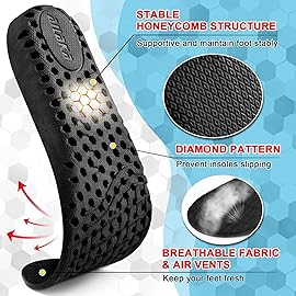 Ailaka Height Increase Insoles for Men Women, Honeycomb Shock Absorbing Cushion Insoles, Replacement Full Length Sports Shoe Height Inserts Height Elevation