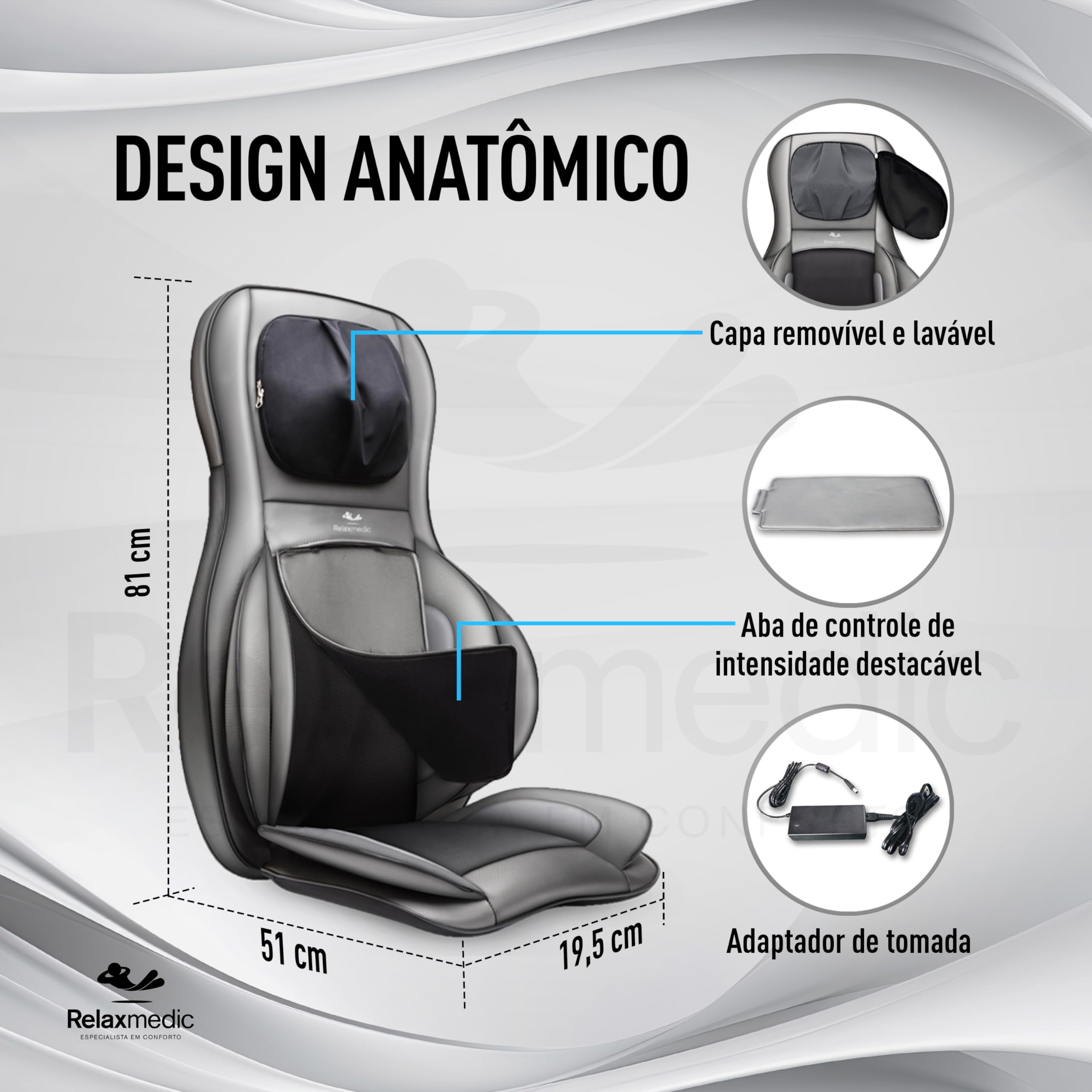 Assento Massageador Shiatsu Compressão 3D Relaxmedic | Amazon.com.br