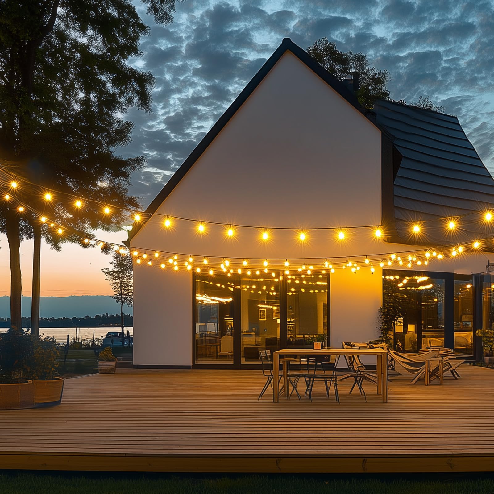 Guirnalda Luces Exterior, 18M/60FT G40 Luces de Cadena para Exteriores, con 30+1 Bombillas LED G40 de Globo, IP45 Jardin Impermeables para Patio,Trasero, Boda, Fiesta, Exterior
