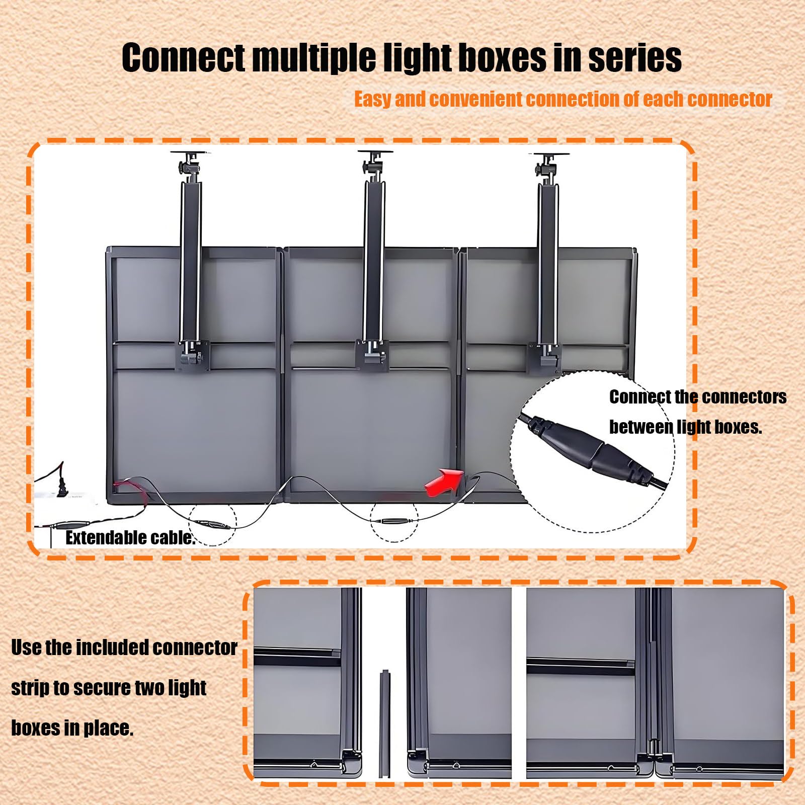 Caja de luz LED Ultrafina con Marco a presión. Exhibidor de póster Iluminado, Soporte de Pared para restaurantes (Marco Negro). Fixedbracket-50 * 80cm/19.7 * 31.5in