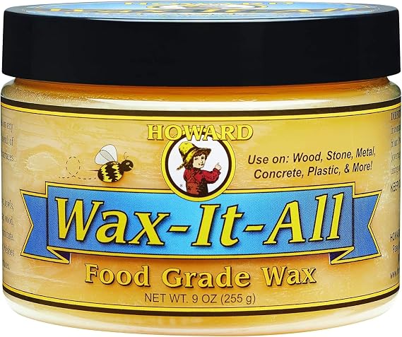 HOWARD WAX-IT-All - Protective Food-Grade Wax, Beeswax Wood Polish Beautifies and Extends the Finish of Surfaces, Food Grade Beeswax Ideal for Wood, Stone, Metal, Cement, Paint, Plastics, 9 Fl oz