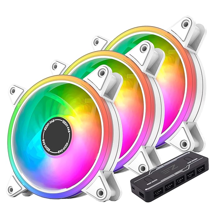 Buy EZDIYFAB White Moonlight 120mm RGB PWM Case Fan with RGB PWM Fan