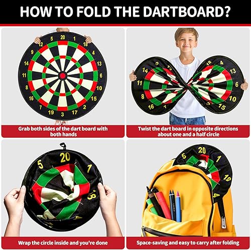 Miniatura 7 de TEMI 29" Large Dart Board for Kids, Boys Toys Dartboards with 20 Velcro Sticky BallsDarts, Indoor & Outdoor Sport Fun Party Play Game Toys, Gifts