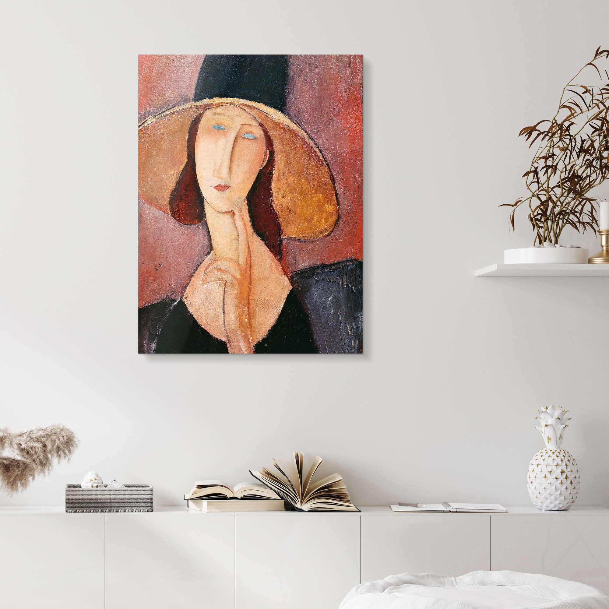 Posterlounge Jeanne Hebuterne mit einem großen Hut Acrylglasbild | 50 x 70 cm von Amedeo Modigliani Braun Wandbilder Wanddeko