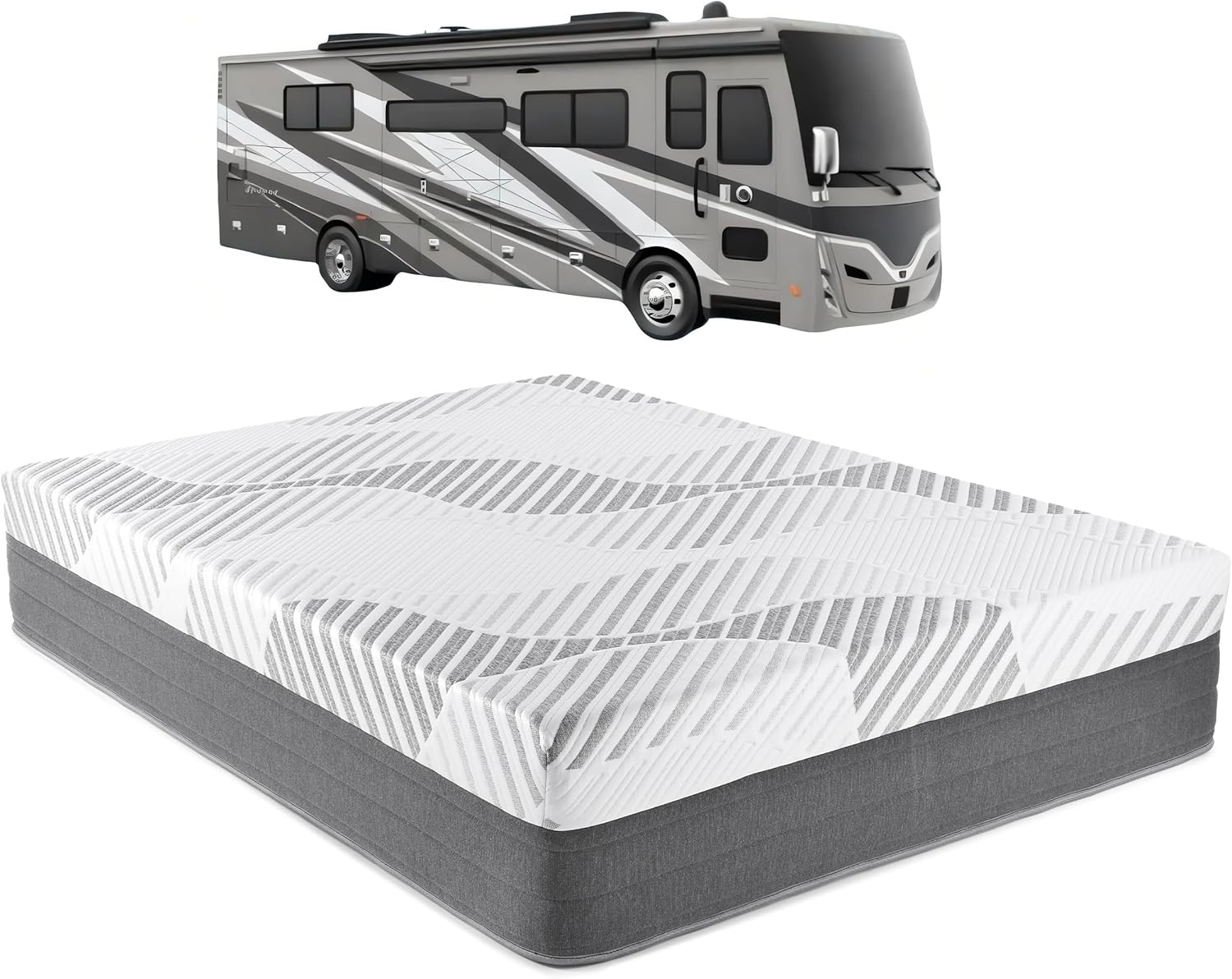 Tru Lux Cool 14” Hybrid RV Mattress, RV King 72x80, Gel Memory Foam & Pocketed Coil Bed for RV, Camper or Travel Trailer, Luxury Firm Cooling Support, Made in USA