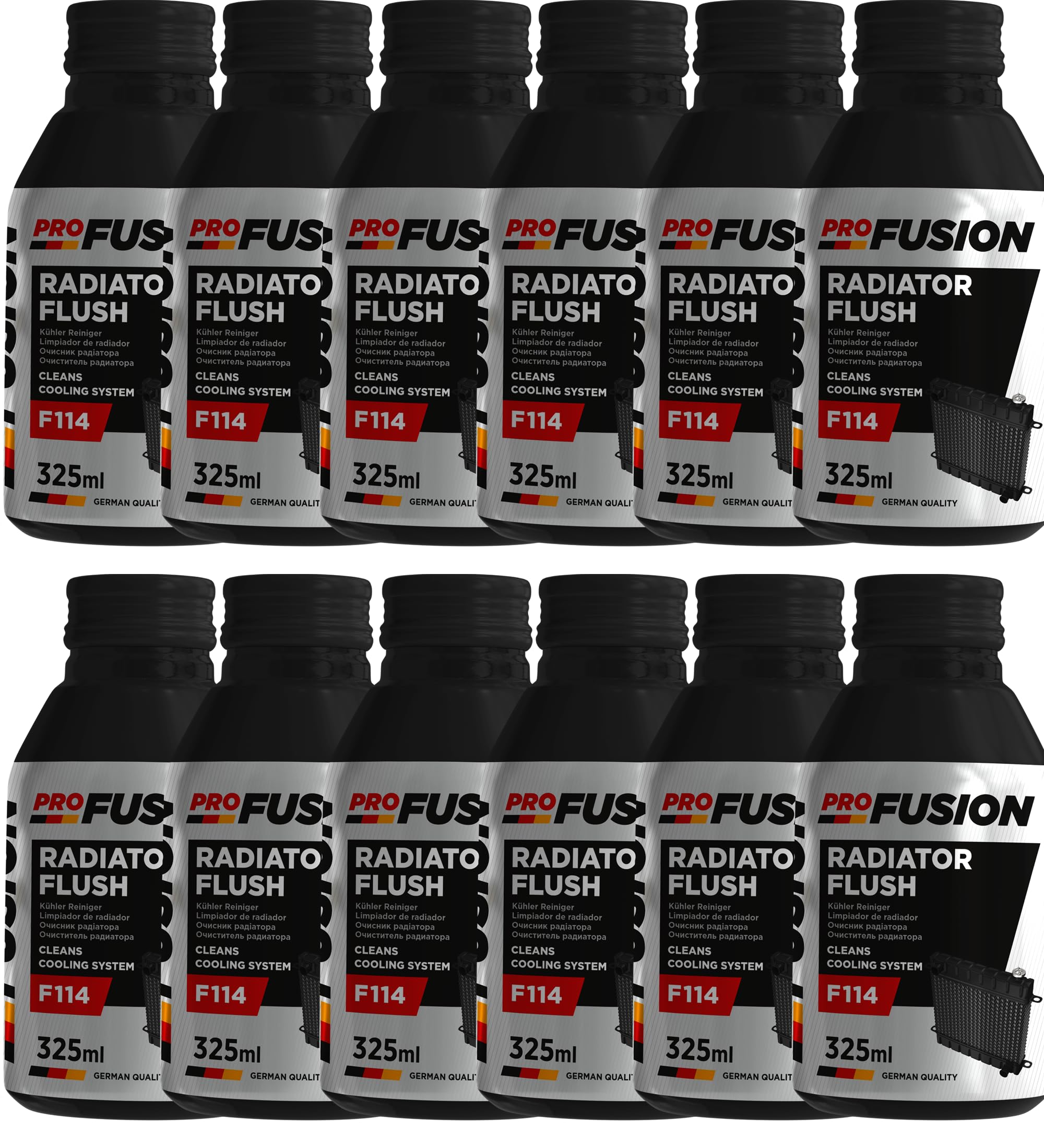 ProFusion Limpiador de Radiador - Limpia de Circuito de Refrigeración - Eliminador el óxido y Las Incrustaciones. F114 Radiator Flush - 325ml (12)