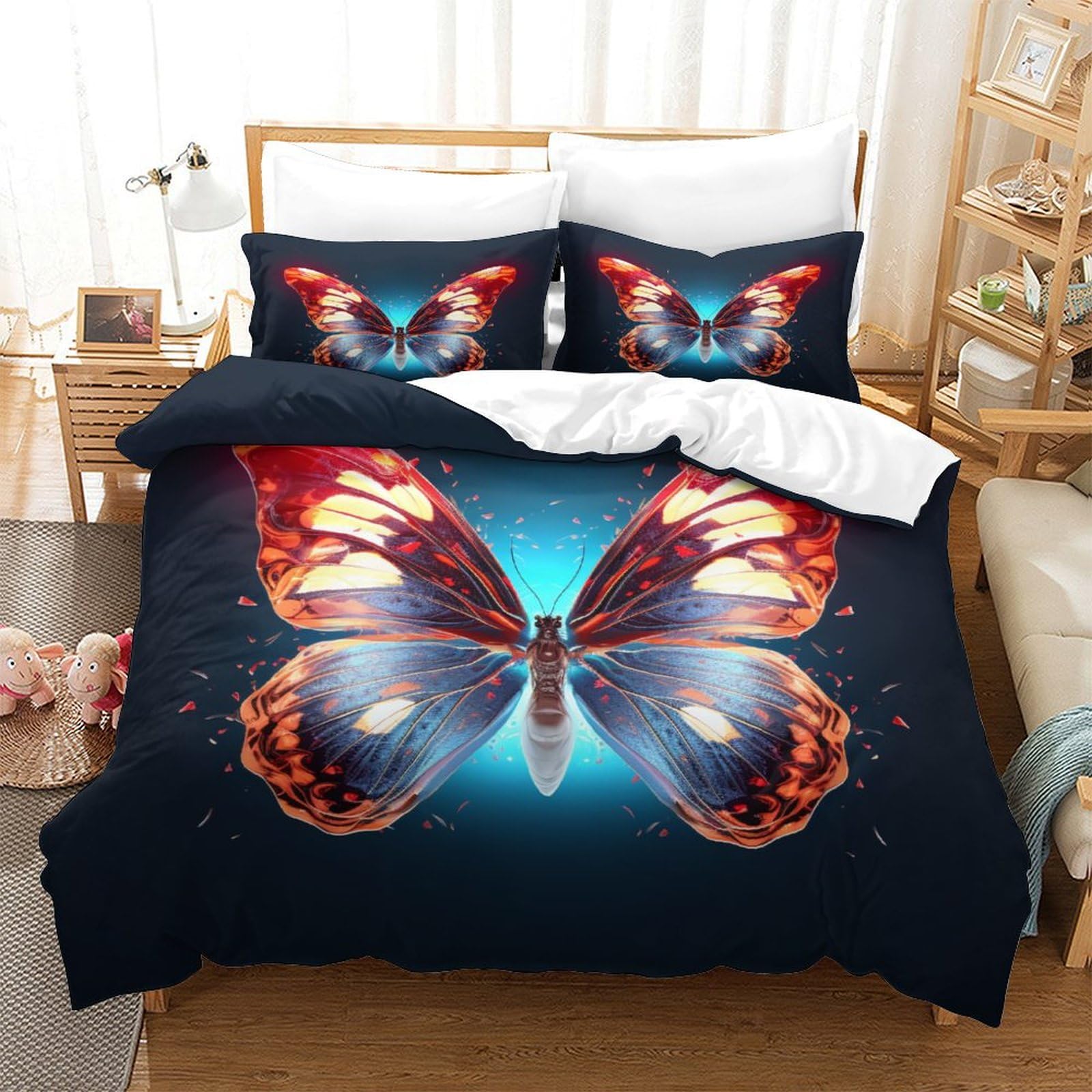 Sets de housses de couettes papillons microfibre lit simple 140x200