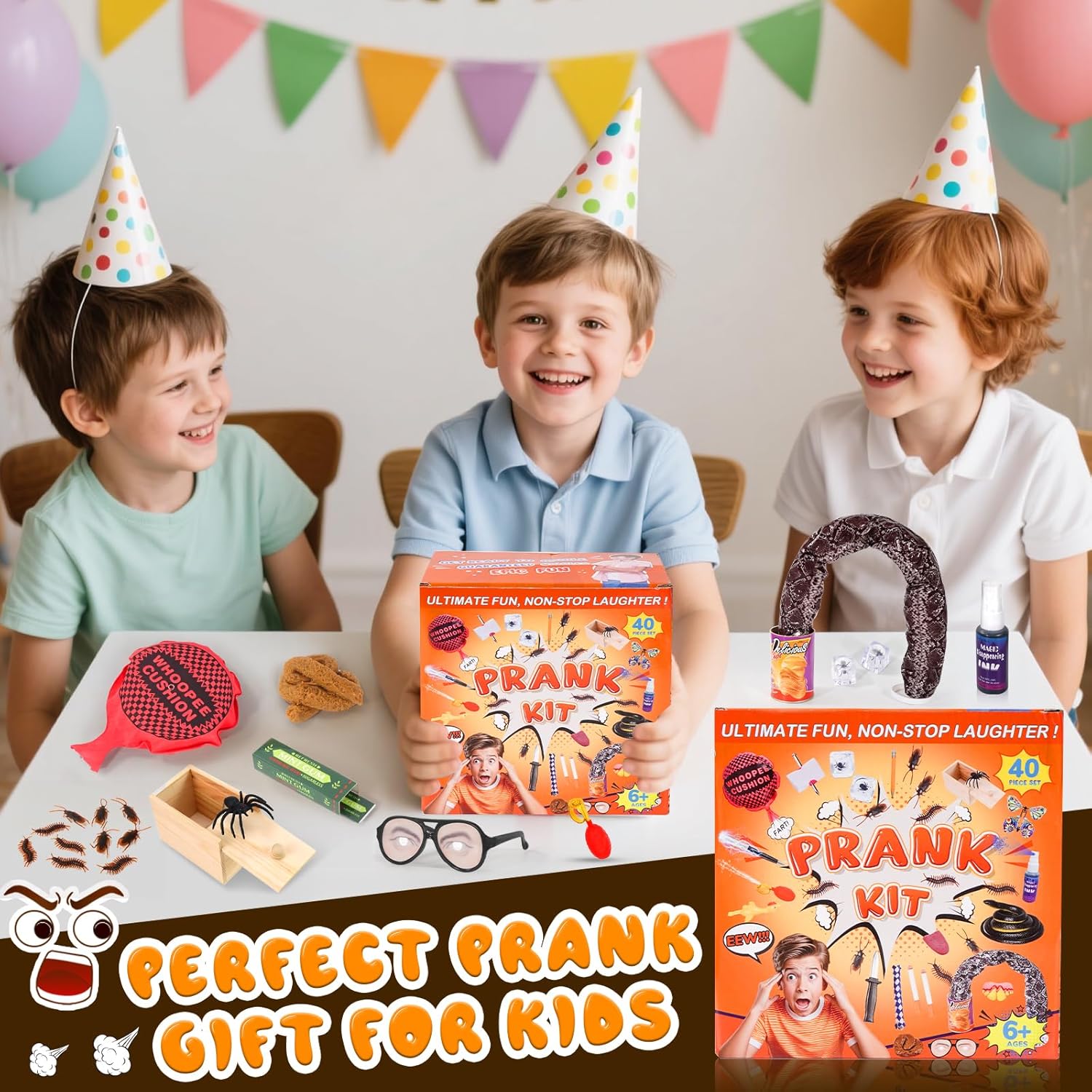 Pranks Kit for Kids Adults, 40 PCS Prank Stuff, Ultimate Pranks Scare Kit is Perfect for April Fools, Halloween, Christmas, Birthday Gifts