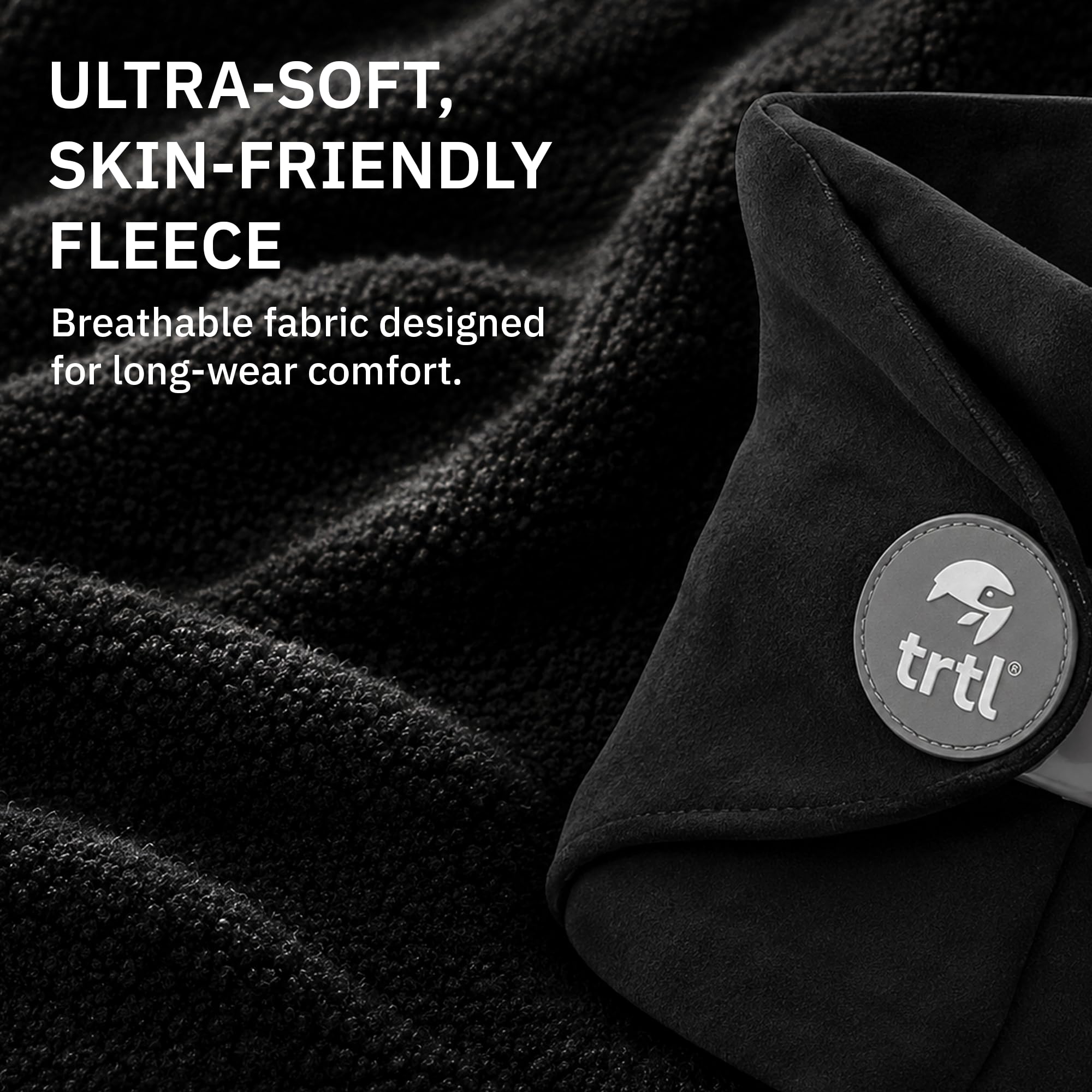 Trtl Pillow - Scientifically Proven Neck Support Travel Pillow for Airplanes - Lightweight and Machine Washable - Ergonomic Design for Traveling on Cars and Trains - Black view 7