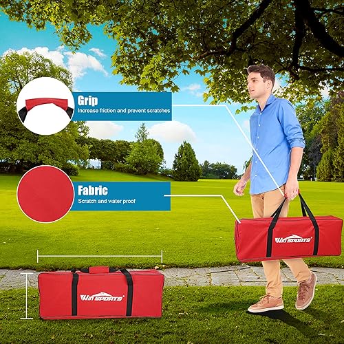 Miniatura 4 de WIn SPORTS Juego de lanzamiento de escalera para exteriores, juego de lanzamiento de pelota para interiores con 6 bolos pesados, funda de transporte