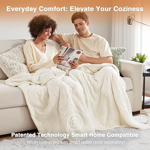 Vista 82 de Beautyrest - Manta Eléctrica Reversible de Felpa ultraligera - Manta Eléctrica, Regulador de Múltiples Niveles de Calor Acogedor Sofá Sala de Estar