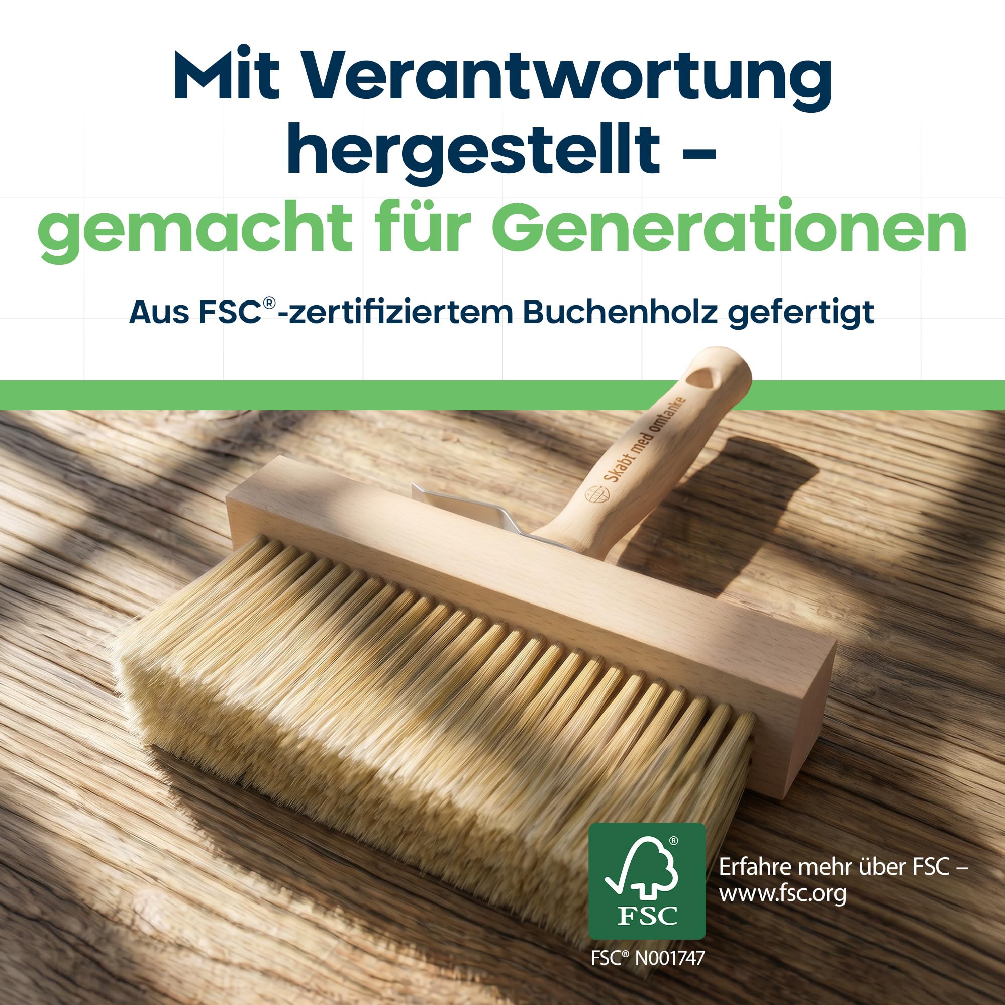 Deckenbürste 190 mm | Flächenstreicher und Tapezierbürste für Wandfarbe, Kleister und große Flächen, extra breit | Ideal für Decken, Wände und schnelles Streichen großer Flächen