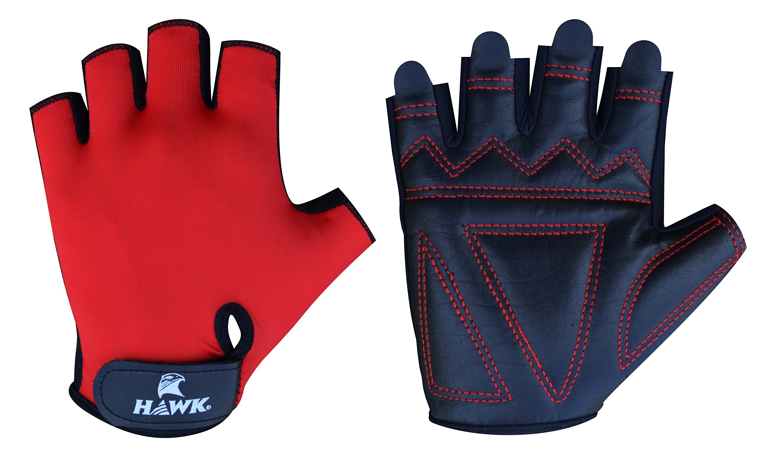 Gym/Cycling Gloves, Unisex, Real Leather Palm, Stretchable Lycra Back, Extra Durable, Red/Black, XL, XT170