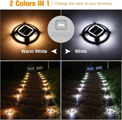 Miniatura 2 de VOLISUN Luces solares para entrada, luces marinas de muelle, paquete de 12, 2 colores en 1, luces LED de cubierta para exteriores, luces de