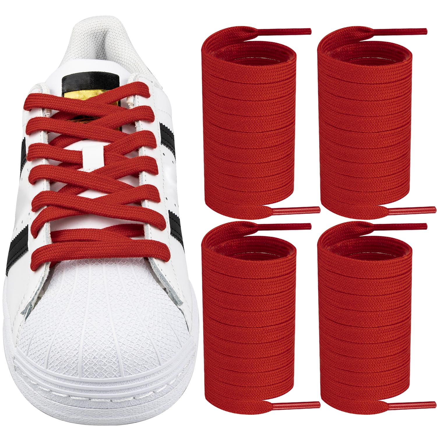 Endoto 2 Pairs Shoelaces for Adidas Superstars Samba Grand Court, Flat Shoe Laces Replacement Laces for Sneaker Shoes