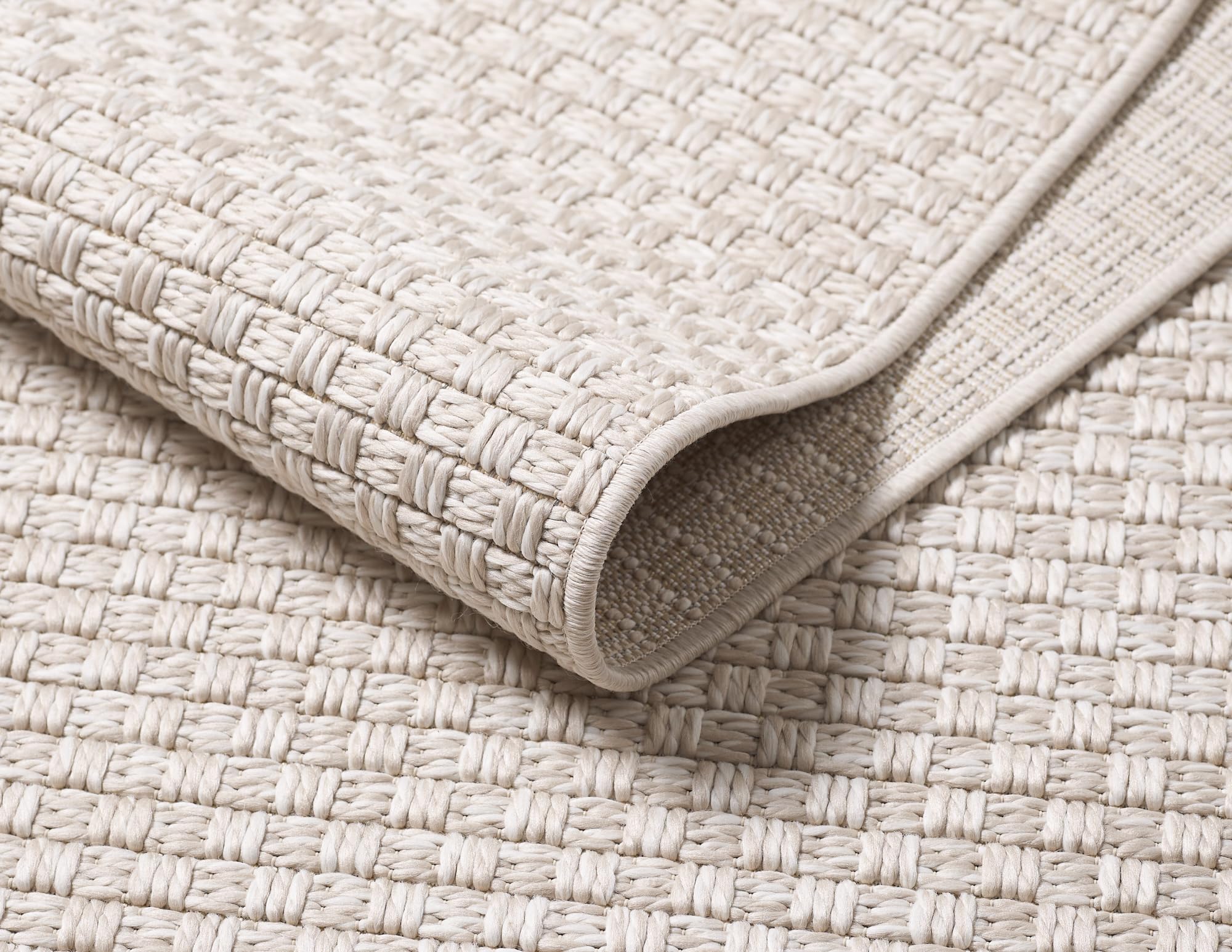 the carpet Maldives – Tapis d'extérieur résistant avec Design Boho et Vintage, imperméable et Facile d'entretien, pour Balcon, terrasse & Jardin, Beige, 200 x 290 cm