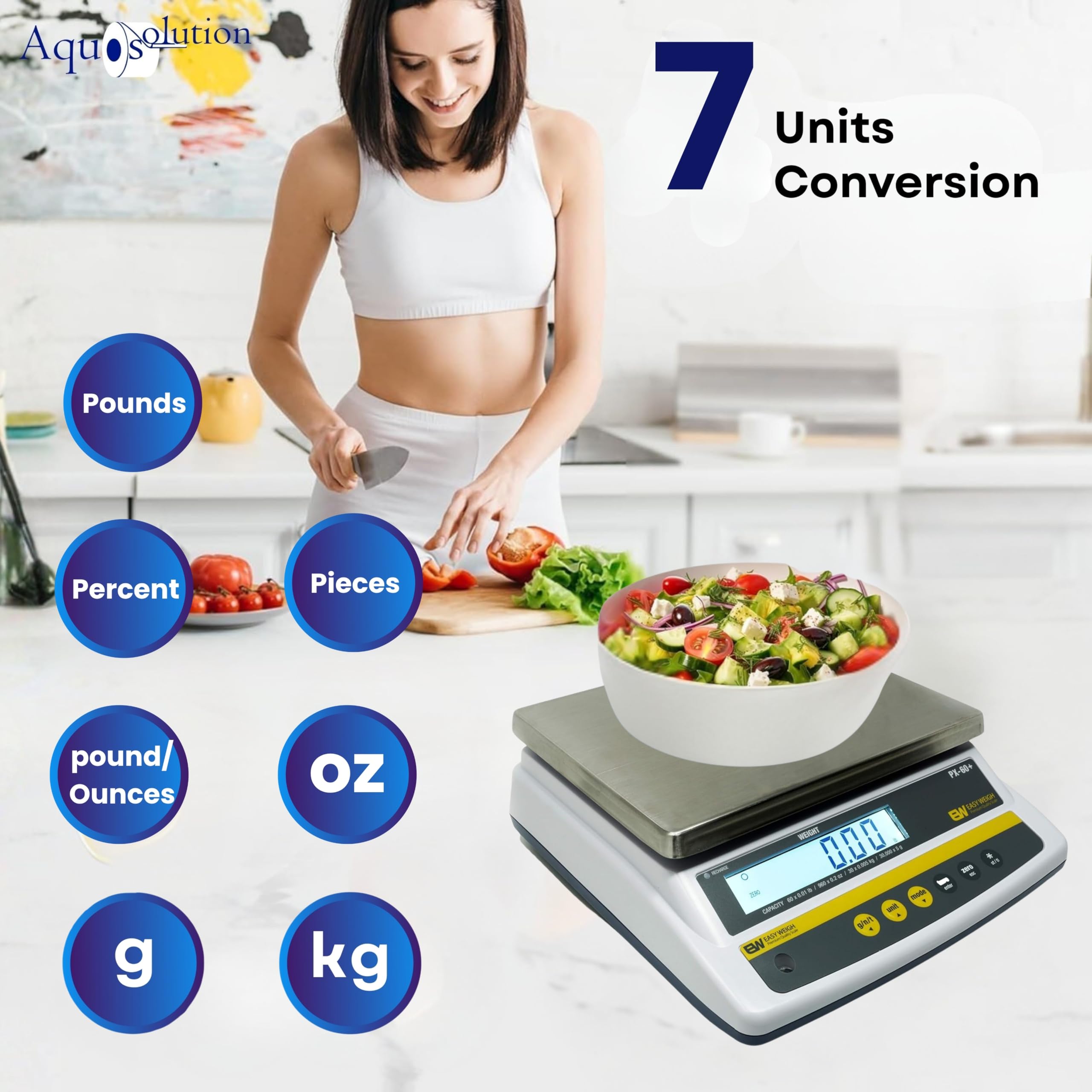 Aquos Báscula digital para alimentos, báscula de peso de cocina comercial con batería recargable, NTEP Clase III legal para el comercio grande, báscula de plataforma de acero inoxidable para hornear