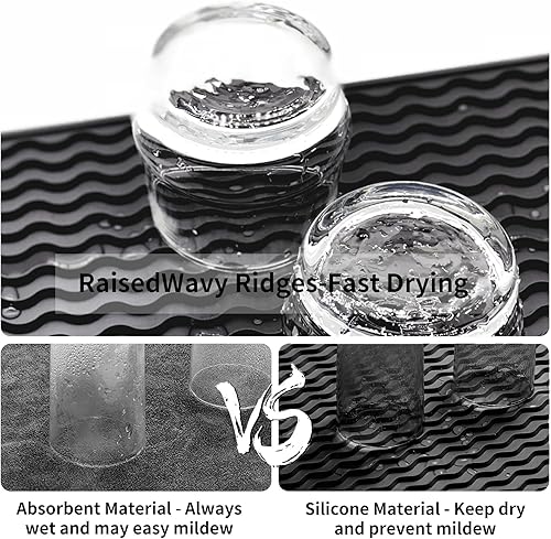 Miniatura 2 de ZLR Tapete de silicona para secar platos para encimera de cocina, tapete ecológico de secado rápido, fácil de limpiar, tapete de secado multiuso,