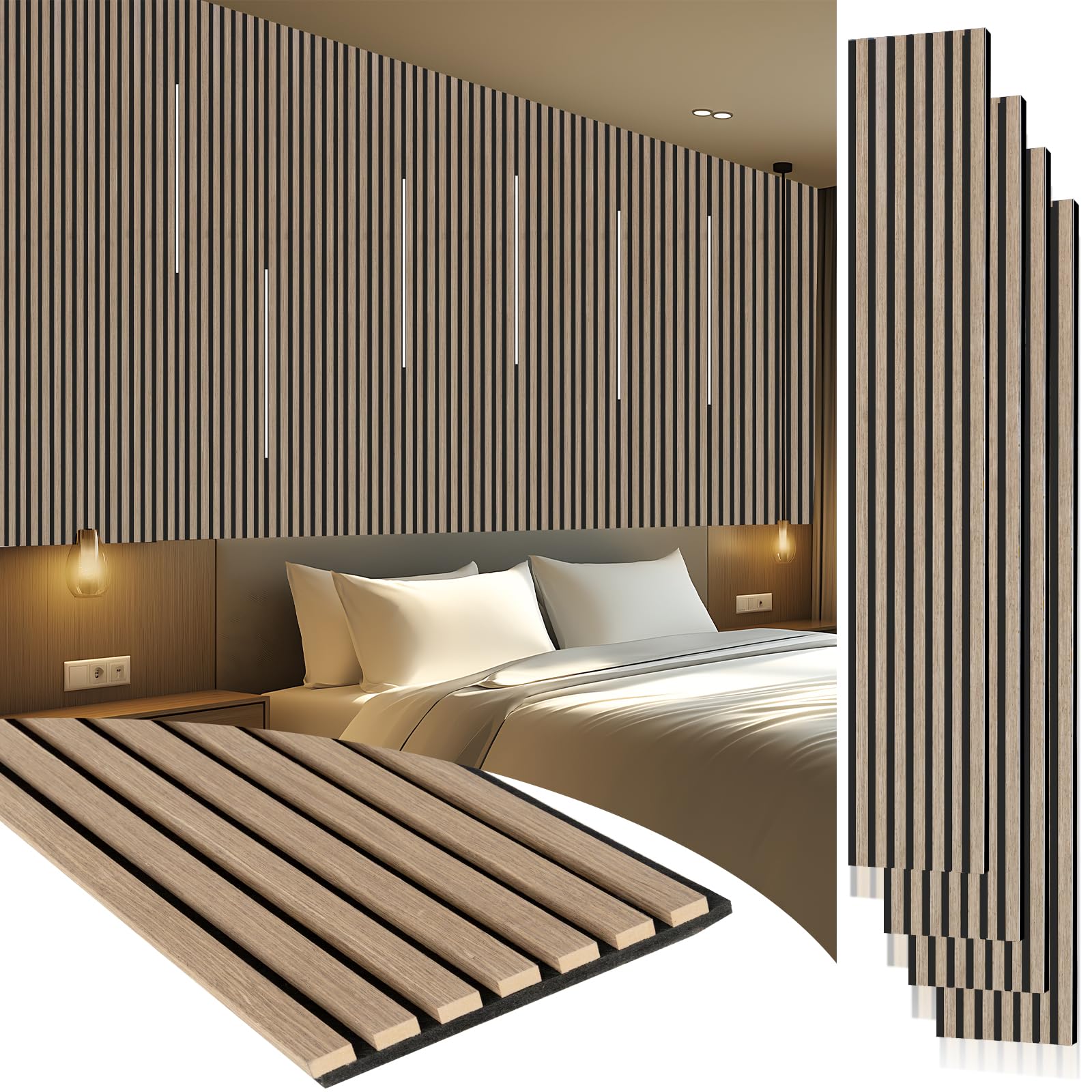 Photo 1 of Yuzzy Wood Slat Wall Panels - Rustic Oak (4 Pack, 120" x 11")