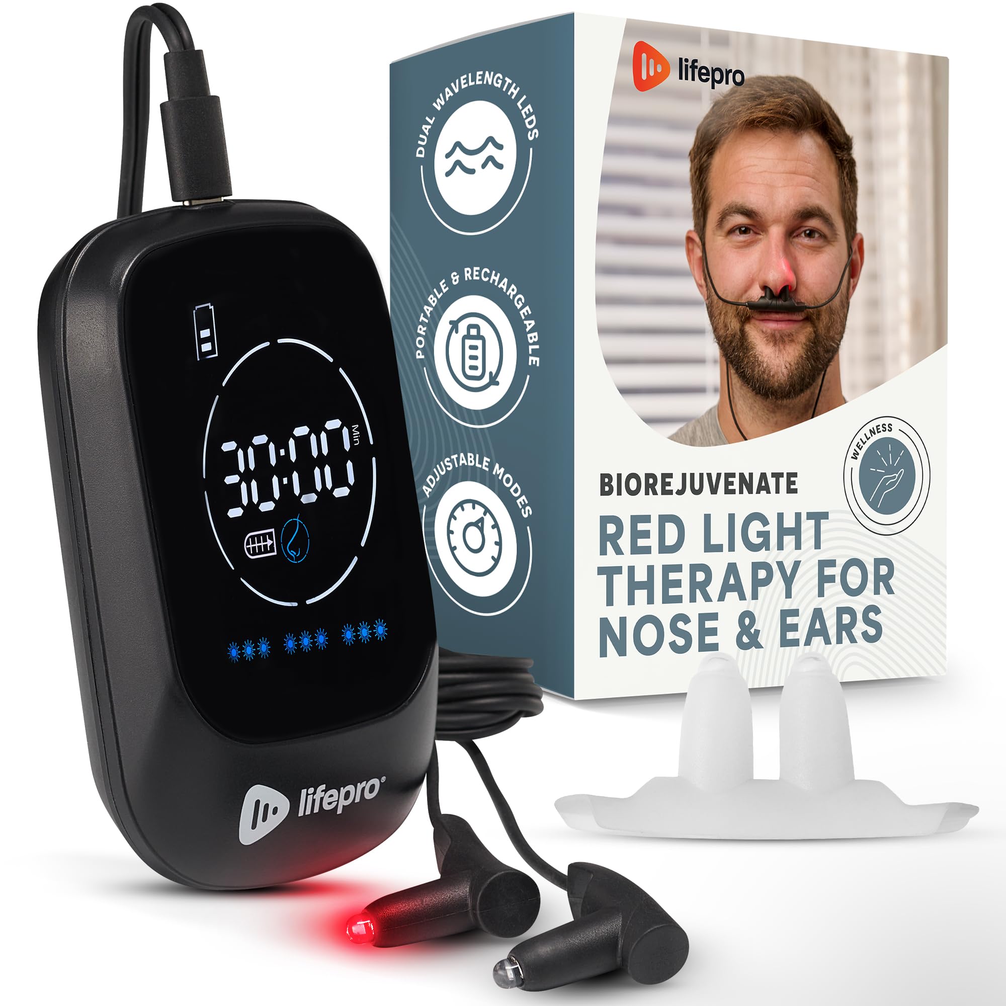 Photo 1 of Lifepro Red Light Therapy Device for Nose & Ears - Portable Red and Near Infrared Light Therapy for Nose & Ears- Pocketable Advanced Red Light Nasal Therapy Device