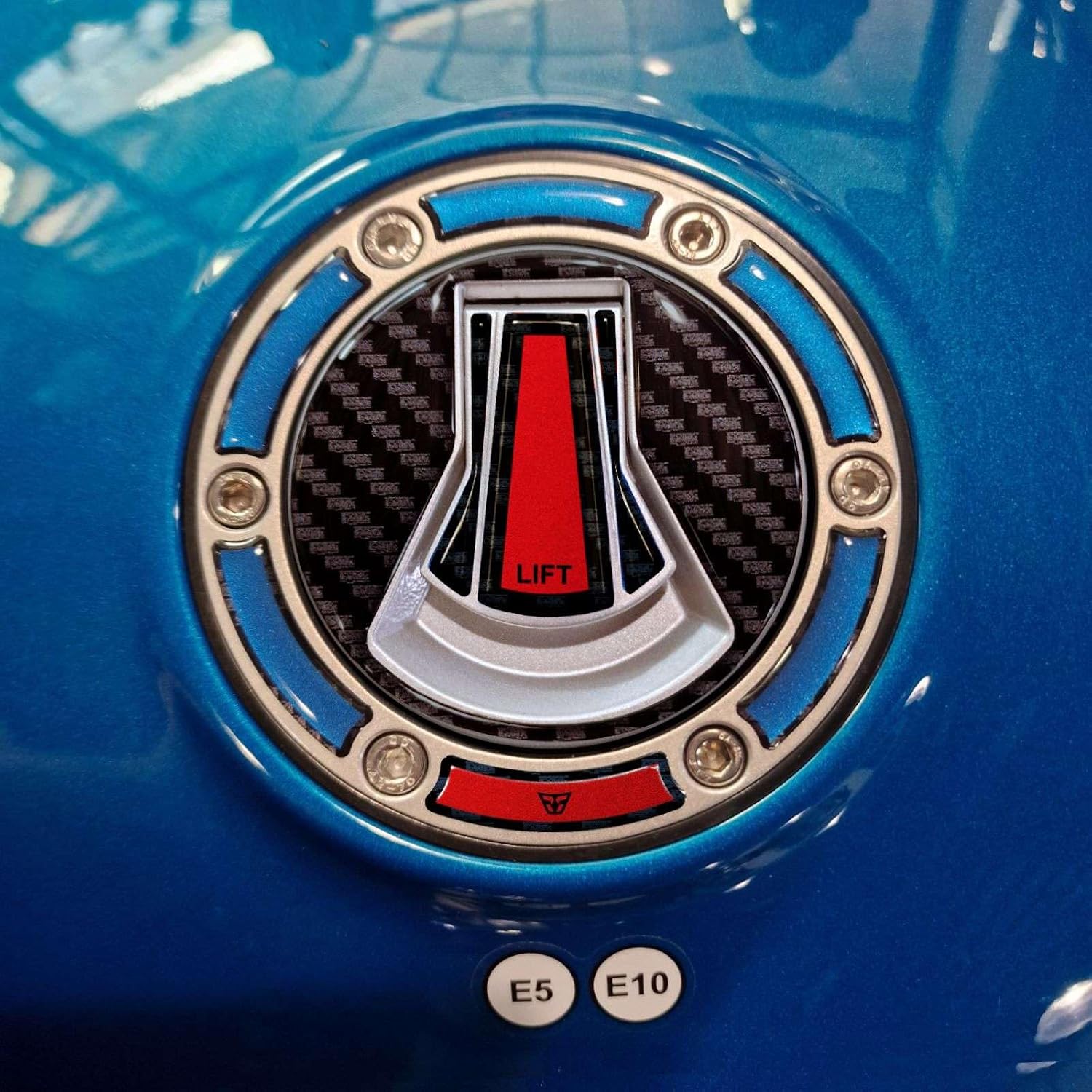 Resin Bike Motorcycle Sticker Compatible with Aprilia RS 660 2025-2026 Blue Marlin Tank Cap Protection Against Shock and Scratches 3D Resin-Made in Italy
