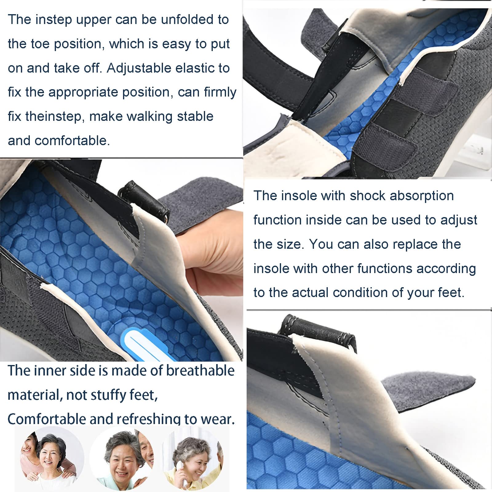 Scarpe diabetiche per Donna Uomo con Piedi gonfi Ampia vestibilità Edema Regolabile Comodo per Donna Uomo Scarpe da Passeggio diabetico Cuscino d'Aria Scarpe Slip-on Ortopediche
