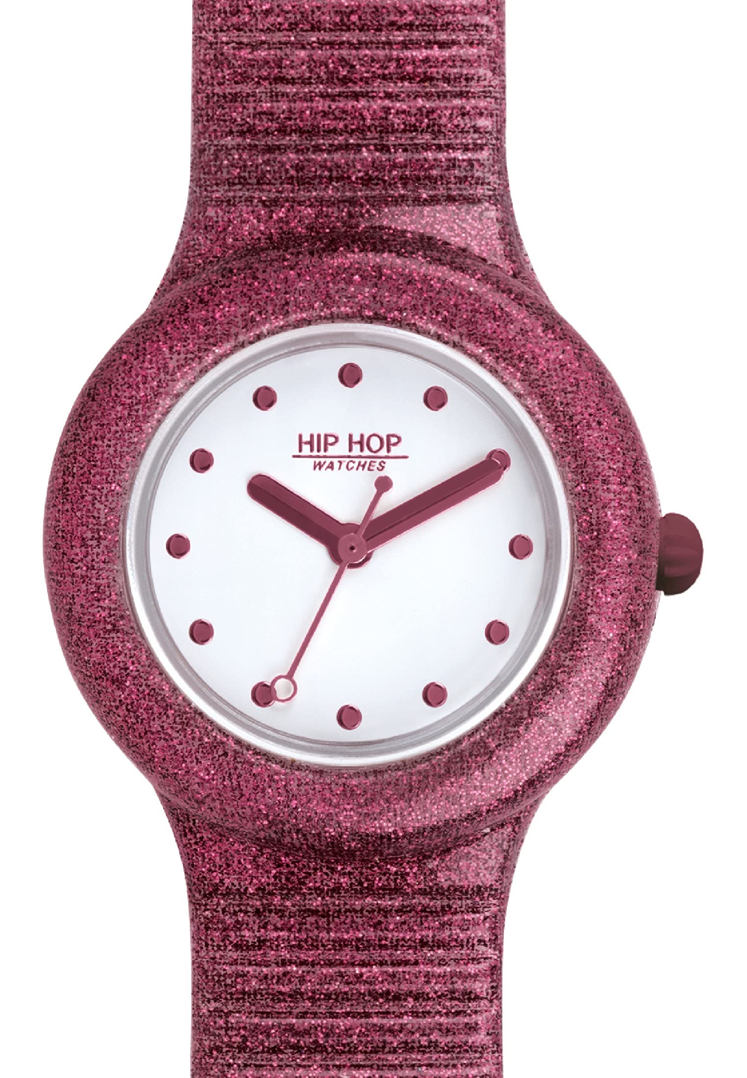 Hip Hop Sparkling Mania damski zegarek na rękę silikonowy bordowy, średnica: 32 mm, wodoszczelność: 5 bar, HWU1022