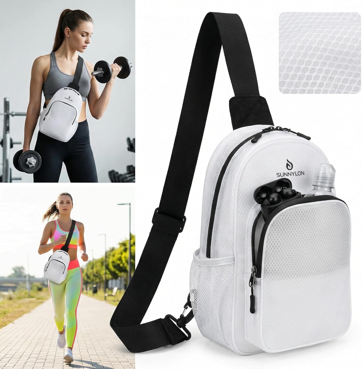 Semi-Transparent White Crossbody Bag TPU, Water-Resistant Small Clear Crossbody Bag - Image 6