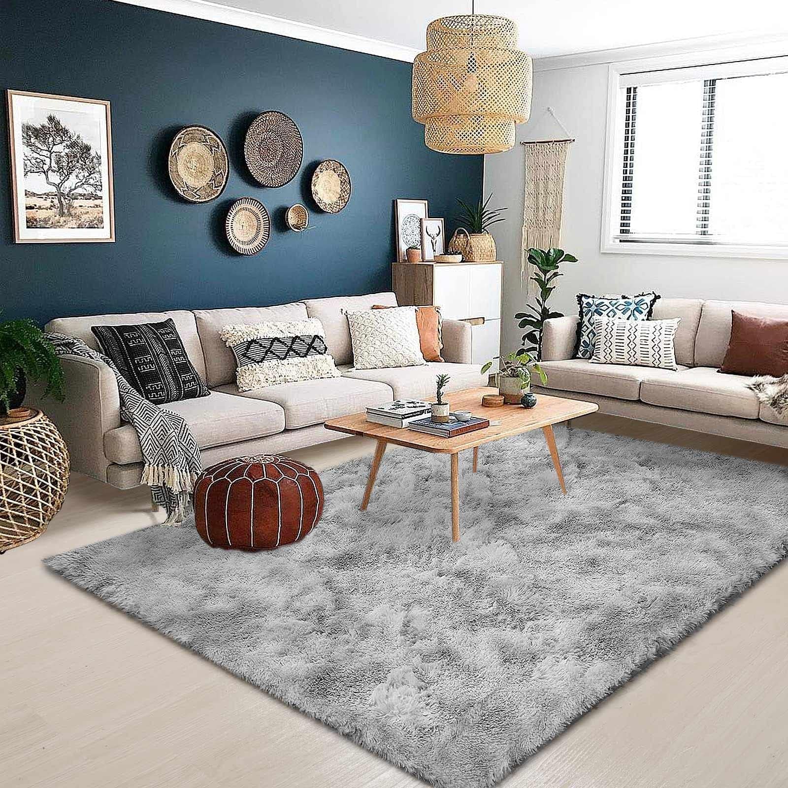 Tapis moderne interieur gris blanc 160x200 cm grand tapis de sol maison