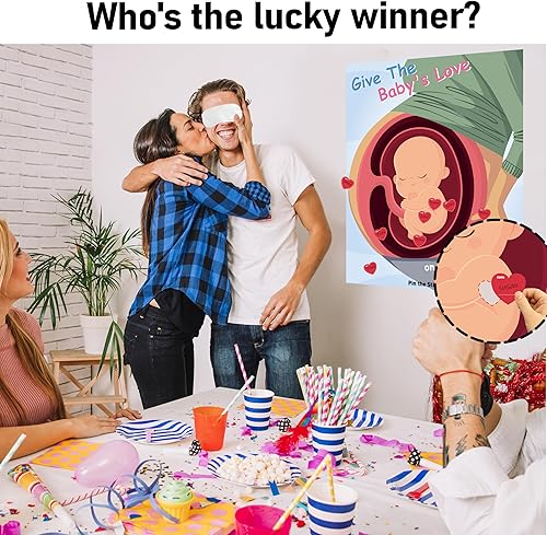 Miniatura 8 de Juegos de baby shower, recuerdos de fiesta, Pin The Chupete en los juegos del bebé, regalos de baby shower, suministros de fiesta de cumpleaños para