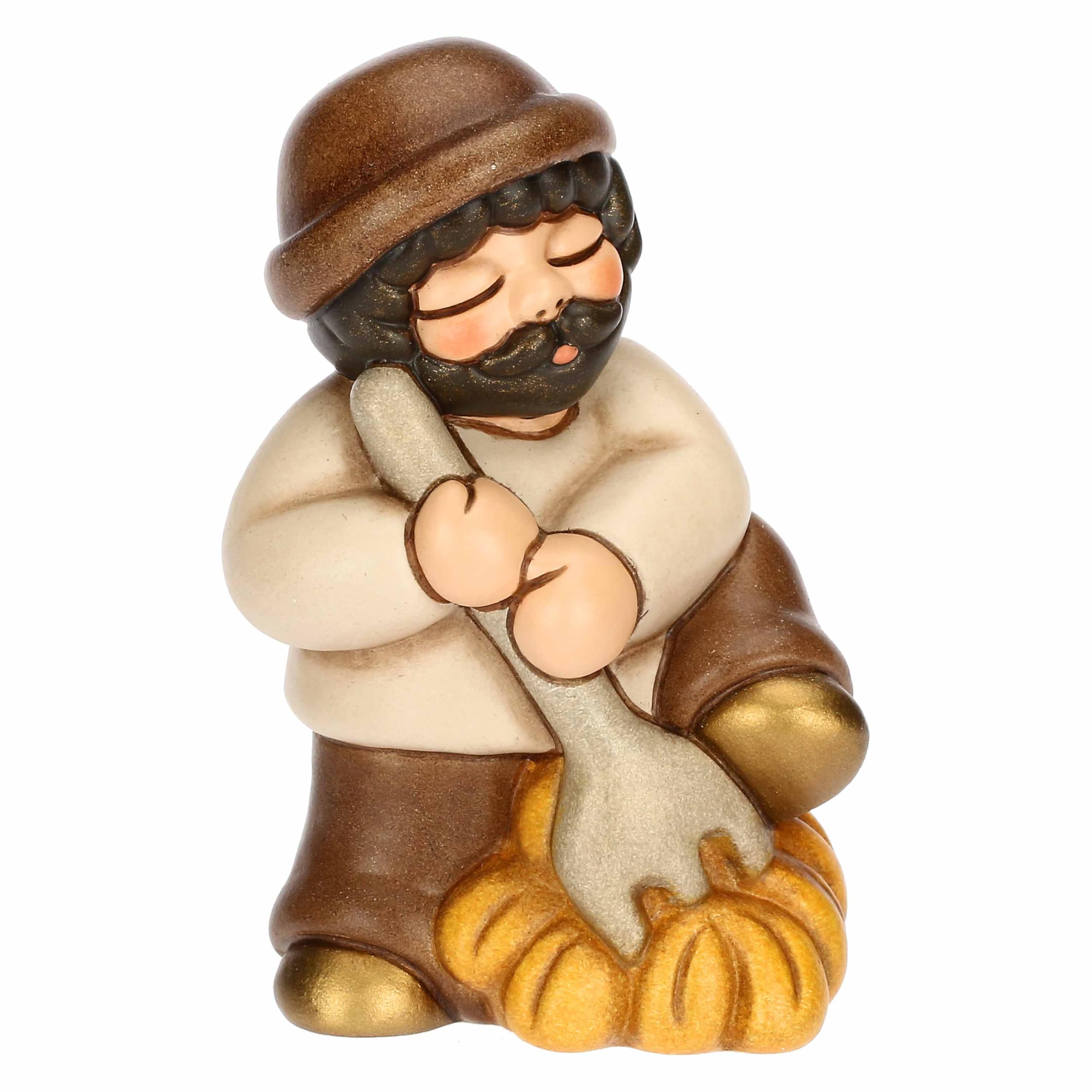 Thun Men's Multicolor Man With Fork And Hay Made Ceramic, Classic Nativity Scene Collectable Nativity Figures 5.2 X 4.3 X 7.9 Cm