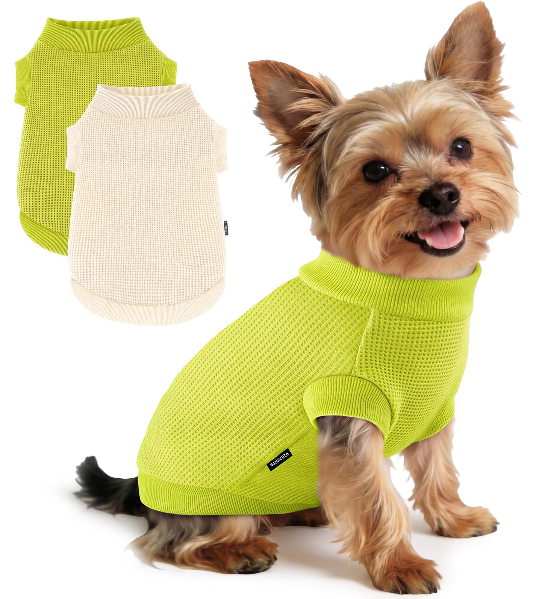 2 Pack Dog Shirt for Small Supplies Functional Waffle Dog Clothes Warm Soft Sweatshirt Outfit for Dogs Cats Pet Apparel