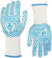 Vista 17 de QUWIN Guantes para barbacoa, guantes para horno, resistentes al calor extremo de 1472℉, guantes para parrilla de silicona antideslizantes