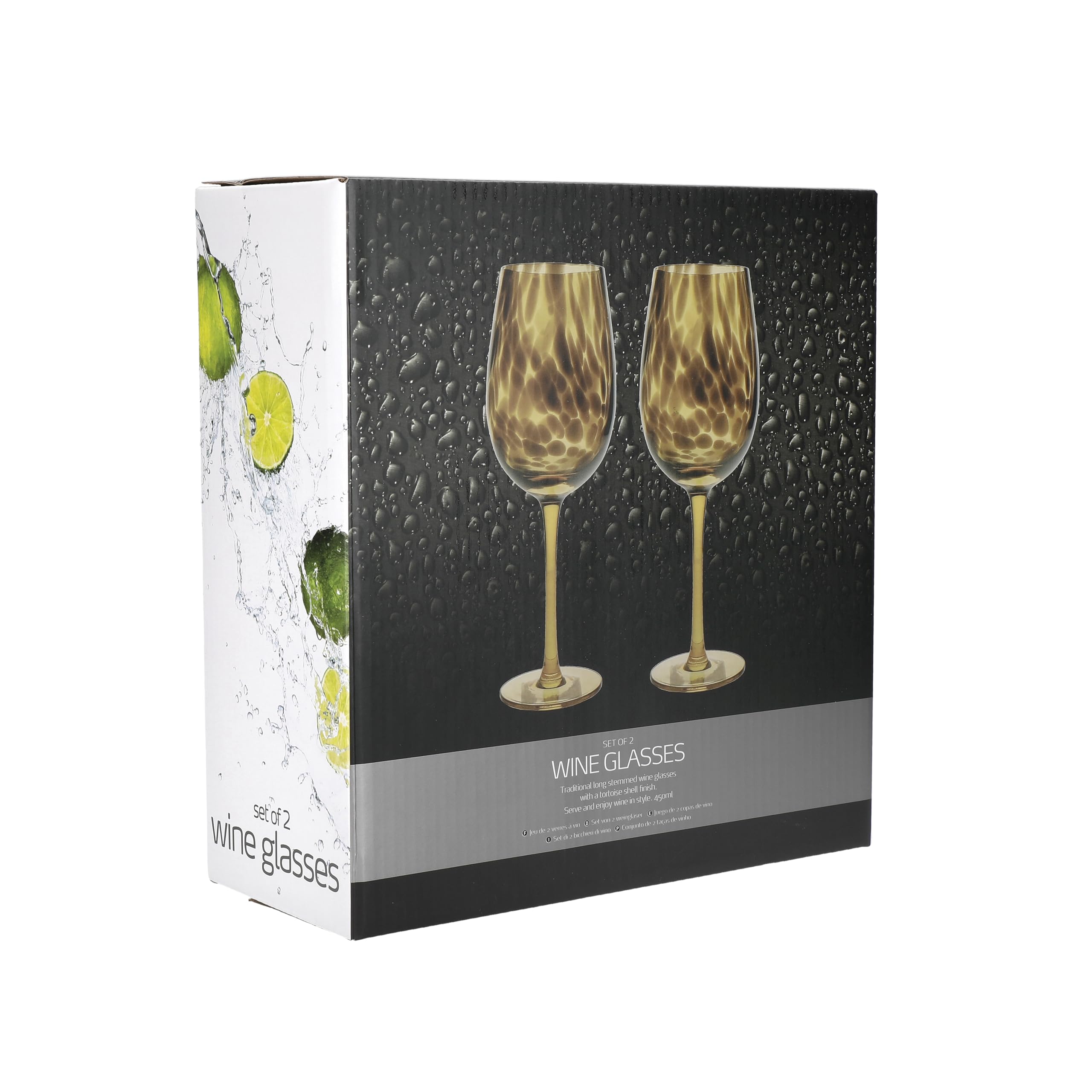 BarCraft Set de 2 Verres à Vin dans Un Coffret Cadeau, Motif Écailles de Tortue, Fabrication Artisanale à la Main, 450 ML
