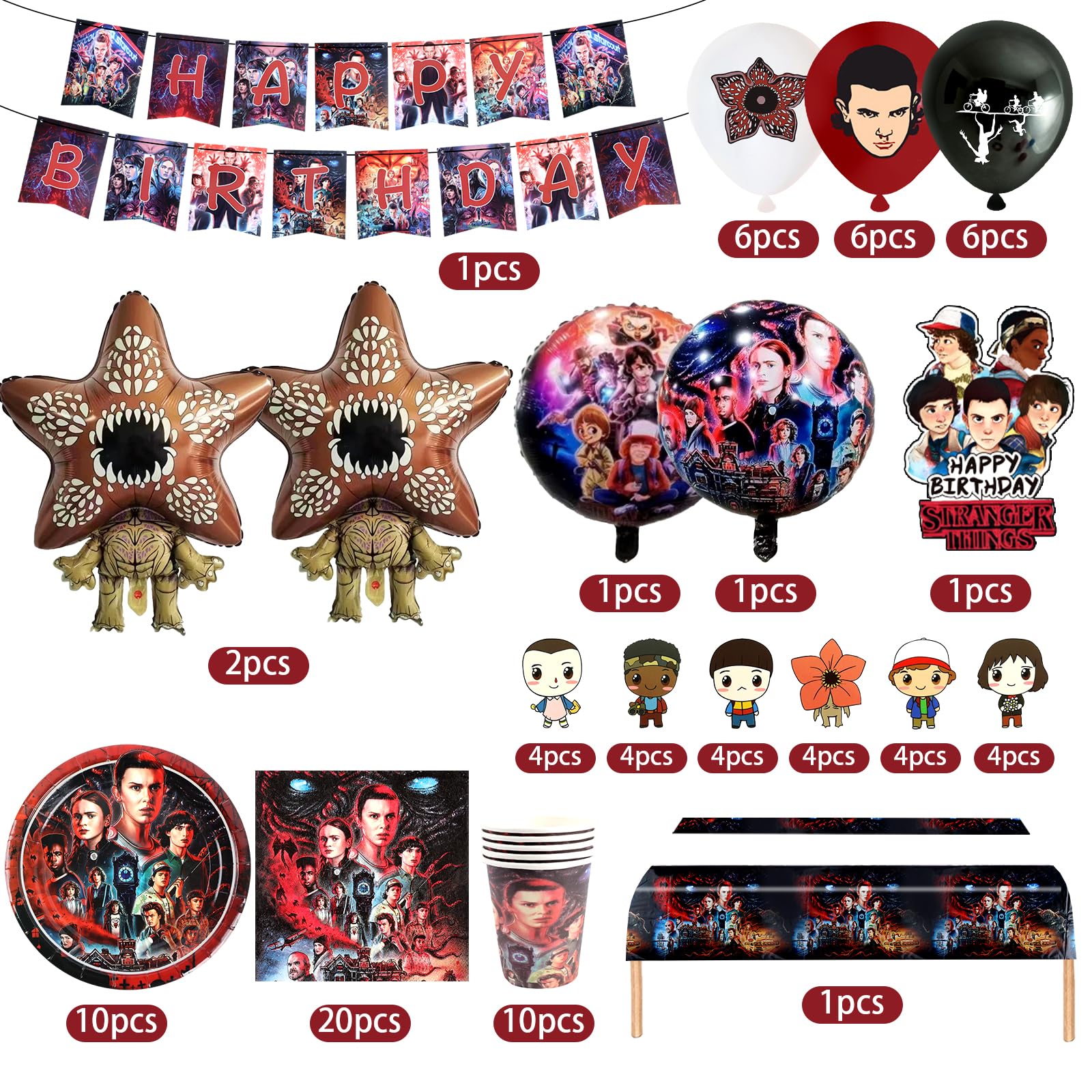 Stranger Things Decorazioni Di Compleanno Palloncini Set Stranger Things Forniture Per Feste Include Buon Compleanno Banner Torta Topper Palloncini Bambini Parte Di Compleanno