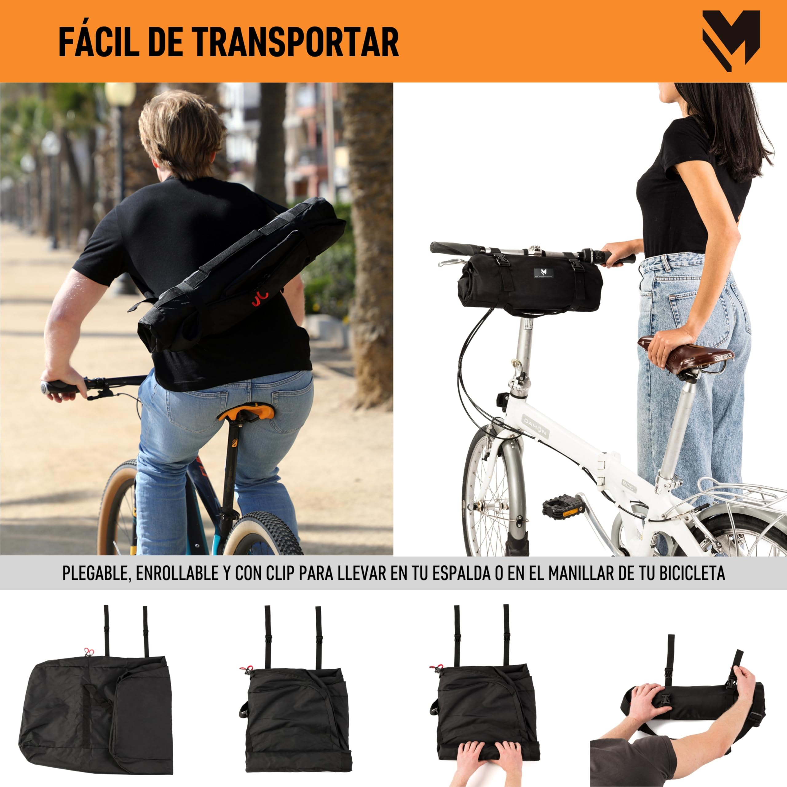 lamaki Bolsa Transporte Bicicleta Plegable 14-20 Pulgadas - Funda Bicicleta Apta para Brompton, Dahon - Nylon 1680D Resistente con Cremallera Metálica - Bolsa Bicicleta Ideal para Viajes & Transporte