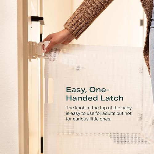 Miniatura 5 de Cumbor Paquete de 2 puertas retráctiles para bebés para escaleras, puerta de malla para perros para la casa, puerta ancha para mascotas de 33
