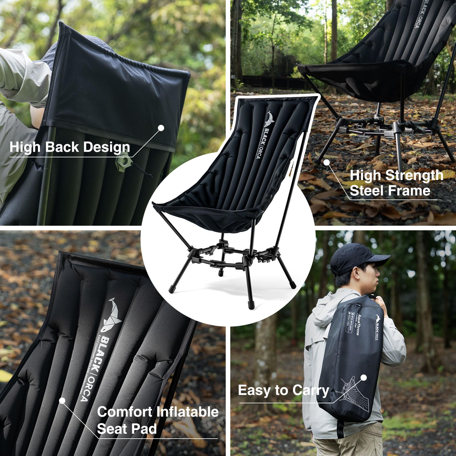 Amazon.co.jp: BLACK ORCA ハイバック キャンプチェア
